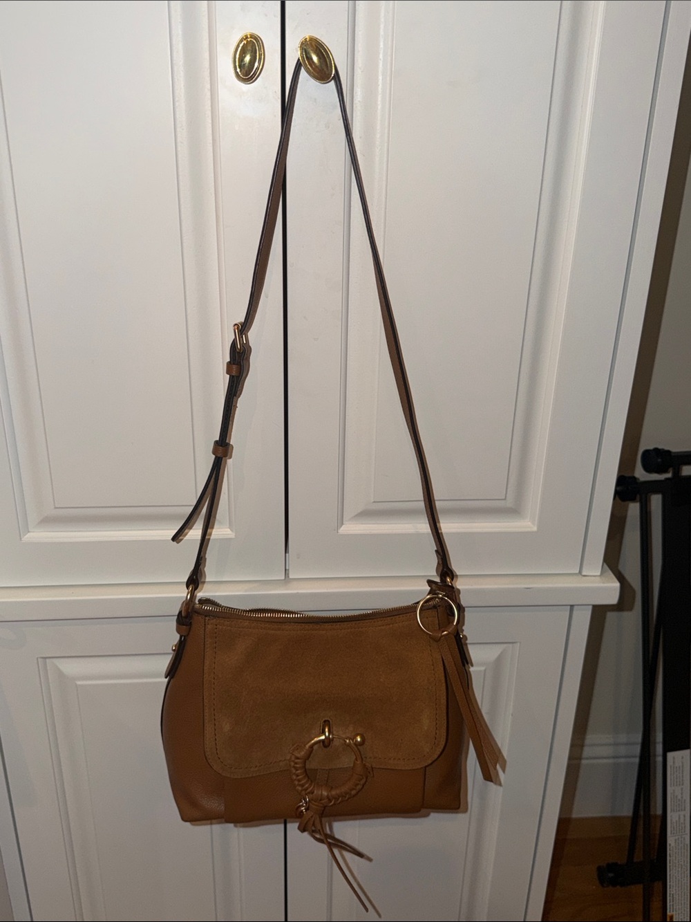 See By Chloe Brown Leather & Suede Shoulder Bag with Tassel